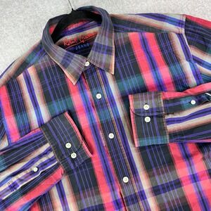 Robert Graham Button Up Dress Shirt Men XL Multicolor Striped Long Sleeve Casual